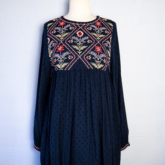 Zara Boho Embroidered Dress - Picture 1 of 8